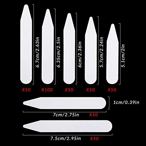 Homgaty 400 Pcs Plastic Collar Stays Shirt Collar Inserts Collar Stiffeners for Men Women,7 Size
