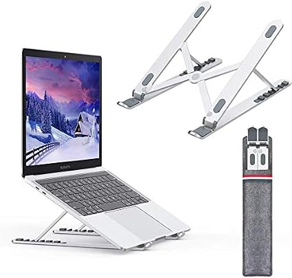 Nulaxy Laptop Stand, Soporte Portatil Mesa Aluminio Ergonomico, Elevador Ventilado para Macbook, iPad y DELL, HP, Samsung, Lenovo, Ajustables Portátiles de 10 Pulgadas a 15.6 Pulgadas, Plateado