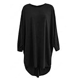 Clearance Sale! Autumn Blouse,Canserin Women Loose Hem Batwing Long T-Shirt Blouse Dress (XL, Black)