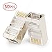 Postta Shielded RJ45 CAT5E CAT6 Crimp Connector 8P8C STP Gold Plated Ethernet Network Cable Plug 50 Pieces