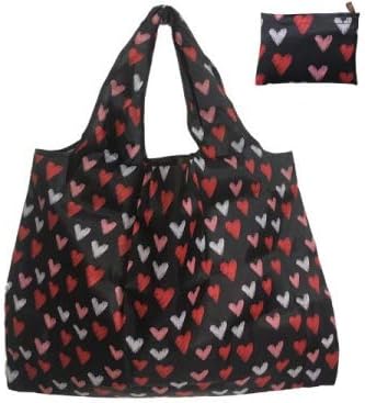 Amazon エコバッグ ショッピングバッグ コンビニエコバッグ 買い物バッグ オシャレ かわいい 模様 柄 コンパクト 軽い 洗える 大容量 デザイン バック ハート エコバッグ 買い物バッグ