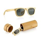 GEARONIC TM Polarized Wood Wooden Mens Womens Bamboo Vintage Sunglasses Eyewear with Bamboo box - Gray
