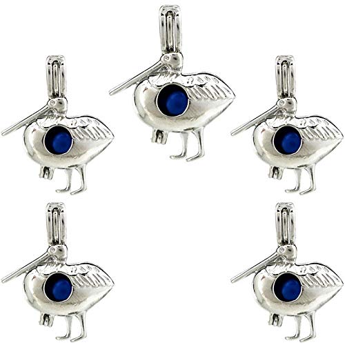 K780-5PCS Long Billed Bird Beads Cage Locket Pendant Essential Oil Diffuser