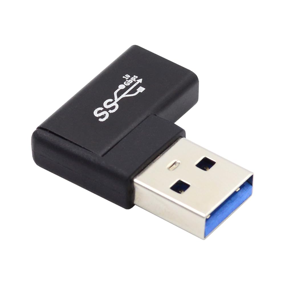 NFHK USB-C Type C Female to USB 3.0 A Male Data Adapter Flat Horizontal 90 Degree Left Angled for Laptop Desktop