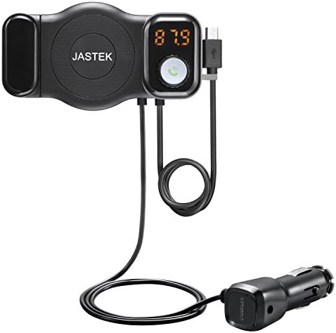 JASTEK FM Transmitter Bluetooth Receiver and Car Phone Mount with USB Car Adapter Handsfree Car Kit