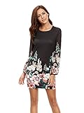 Floerns Women's Casual Long Sleeve Flower Chiffon Dress