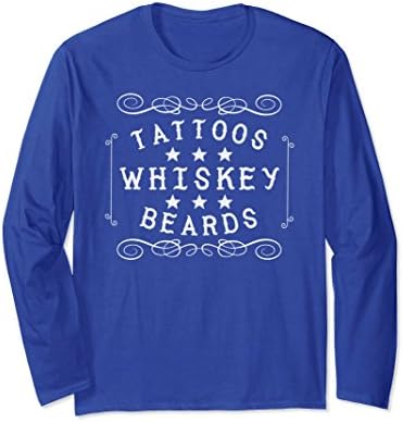 Unisex Tattoos Beards And Whiskey Cool Graphic Shirt Medium Royal Blue