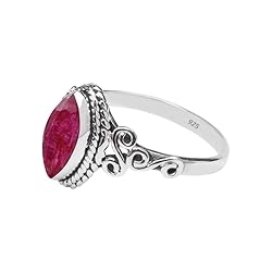 Ruby Stone Ring 925 Sterling Silver Statement Ring