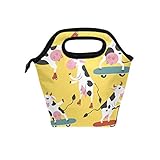 Insulated Cooler Bag Tote Lunch Bag Cows On Skates