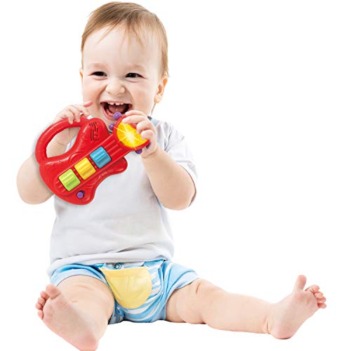 KiddoLab Baby Rocker Musical Kids Guitar Instruments Set with Electric Toy Guitar and Rattles