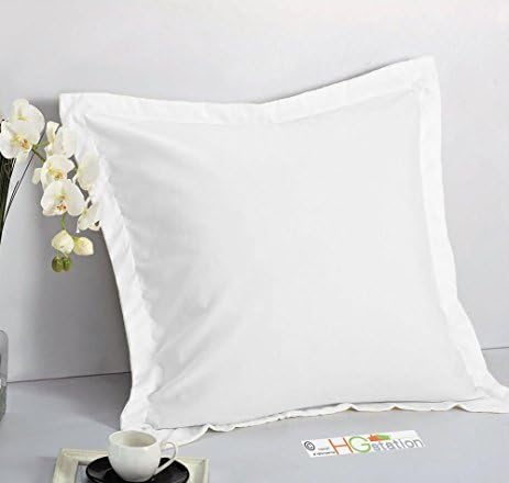 US Comfort Zone 26''x26'' European Square Pillow Shams Set of 2 Pillow's Cover 500 Thread Count 100% Washable Cotton White Solid 2 inch Flange Envelope Closure