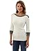 PattyBoutik Women Boat Neck Drop Shoulder Sweater (Ivory and Gray Small)