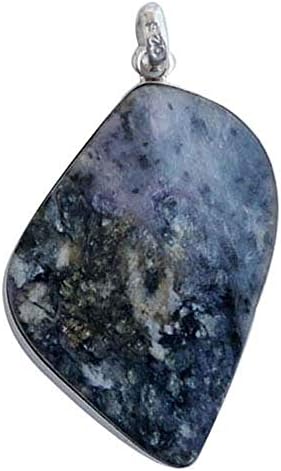 Fancy Silver Layered Pendant 46MM Charoite Gemstone Jewelry # 5205