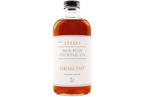 Jack Rudy Cocktail Demerara Syrup (8 ounce) | Amber Demerara Sugar | Syrup for Cocktail Mixers, Coffee, and Desserts |