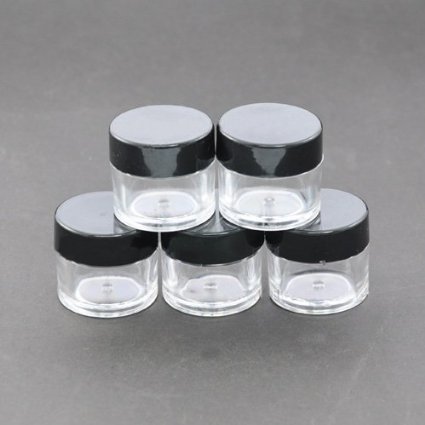 Healthcom 10 Gram Jar,10 ML Jar, Cosmetic Sample Storage Containers New Plastic Empty Black Lid For Make Up Eye Shadow Creams Lip Balm Lotions,50 Pcs