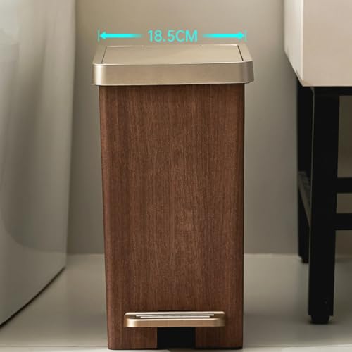 XTECH Wood Grain Garbage Bin, Multifunctional Garbage Bin, Light Luxury Imitation Wood Grain Bedroom Living Room, Garbage Receptacle Bin for Rooms, Kitchens, Home Offices (Square(15L))