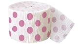 30ft Hot Pink Polka Dot Crepe Paper Streamers