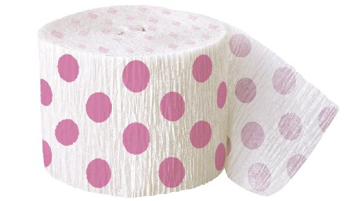 30ft Hot Pink Polka Dot Crepe Paper Streamers