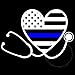 Law Enforcement Police and Nursing Thin Blue Line Flag Stethoscope Vinyl Decal (6 inch, white with blue line)