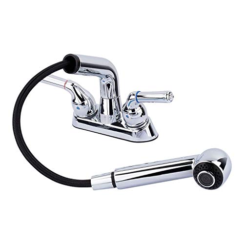 Universal Laundry Tub Faucet with Pull Out Sprayer Spout, Utility Sink