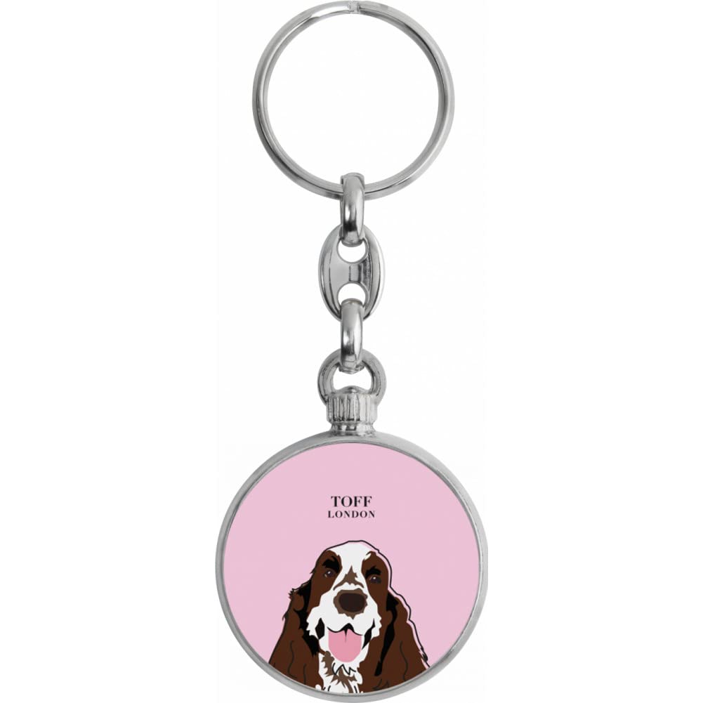 Toff London Brown And White Cocker Spaniel Dog Head Keyring