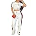 FOXRED Women's Sexy Two Pieces Striped Yoga Crop Tops and Wide Leg Pantsuit