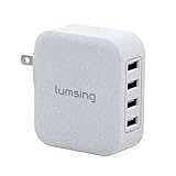 Lumsing USB Wall Charger 4-Port 21W Multi-Port Charger with Foldable Plug for iPhone iPad Samsung Galaxy Smartphones Tablets(Grey)