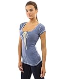 PattyBoutik Women's Scoop Neck Tie Lace Up Top