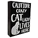 Crazy Cat Lady Lives Here Wooden Sign - Funny Cat Mom Decor, Pet Owner Wall Art, Made in USA