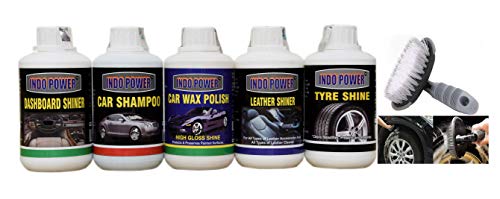 CAR Wax Polish 250ml.+ Dashboard Shiner 250ml.+ TYRE Shiner 250ml.+ Leather Shiner 250ml.+CAR Shampoo 250ml.+All Tyre Cleaning Brush
