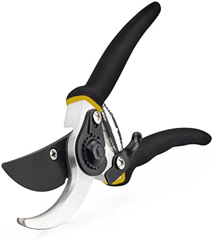 Xubox Bypass Pruning Shears, 8" Professional Sharp Garden Hand Pruner Shears Heavy Duty Tree Trimmers Secateurs Tool with Safety Lock and Spring Mechanism for Shaping Edging Shrub Hedge Rose Grape