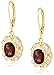18k Yellow Gold Plated Sterling Silver Genuine Garnet and Diamond Accent Leverback Dangle Earrings