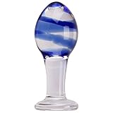 AKStore Blue Glass Crystal Ball Anal Plug Anal Butt Personal Sex Massager G-spot Stimulator Butt Pleasure Wand Mushroom Adult Sex Toy