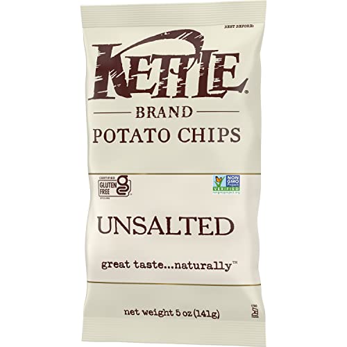 Kettle Brand Potato Chips, Unsalted Kettle Chips, 5 Oz (Pack of 15