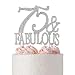 75 & Fabulous Rhinestone Cake Topper | Premium Bling Sparkly Crystal Diamond Gems | 75th Birthday Decoration Ideas | Perfect Keepsake (75&Fab Silver) primary