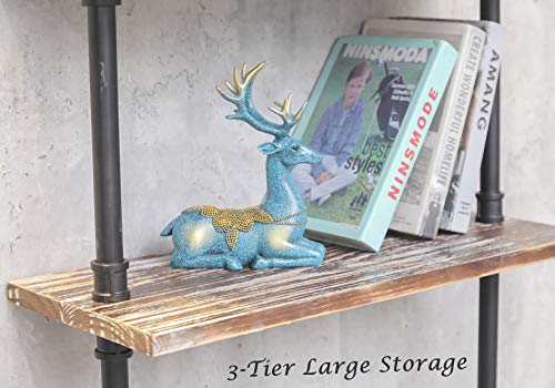 DOFURNILIM Industrial Retro Wall Mounted Iron Water Pipe Shelf - Hung Bracket - DIY Storage Shelving Bookshelf - Wood Shelf (24" Width Wall Bookcases) - Thumbnail 4