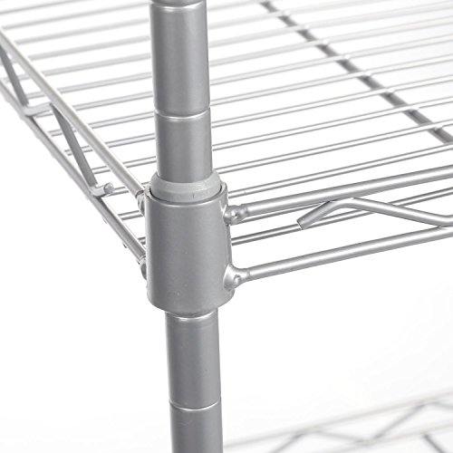 Shelving Unit Storage Standing Shelf Units Adjustable 4 Shelves Chrome Iron Wire Cabinets for Kitchen Bathroom Garage Closet Laundry Room (SIL) - Thumbnail 3