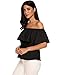 Sherosa Women's Blouse and Shirts, Womens Casual Off Shoulder Chiffon Tops (XXL, Black)