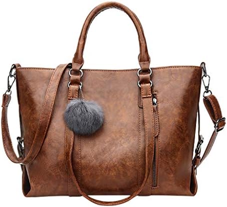 Women's Vintage Genuine Leather Tote Retro Solid Large Capacity Shoulder Bag Handbag Upgraded Version Crossbody Bags with Zipper
