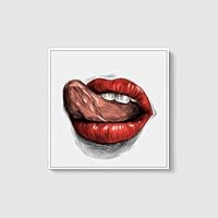 Framed Canvas Wall Art Sexy Lips Canvas Prints Home Artwork Decoration for Living Room,Bedroom - 16x16 inches