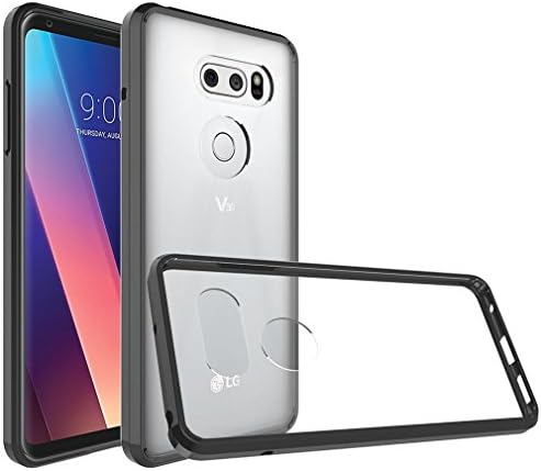 LG V30 Case,Lbsel Solid Acrylic Back&amp;Reinforced Soft TPU Frame Bumper,Ultra-Clear&amp;Slim Fit,Shockproof Protective Defender Shell Back Cover for LG V30 [Crystal-Clear][6.0"inch][Black][1-Pack] 2017