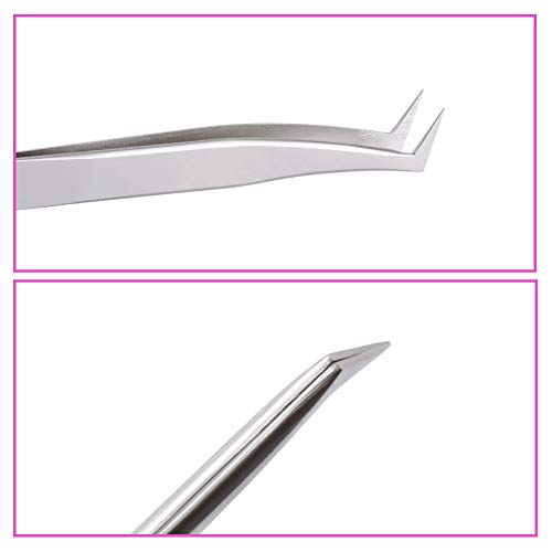 Volume Tweezers, for 3d 6d Volume&Made Rapid Bloom Lashes Fans Eyelash Extensions Tweezers Volume Curved Point Stainless Steel Precision Anti Static Professional Lash Extension Tweezers Leather Pack - Thumbnail 6