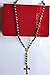 J.Shine Men Women Black 8mm Bead Rosary Necklace & Gold Tone Crucifix Pendant Vintage Chain 28