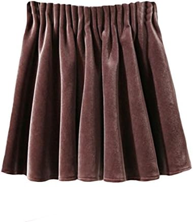 Johe Women's Plus Size Velvet High Waisted A-Line Mini Flare Skirt XL Pink