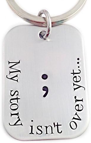 My Story Isn't Over Yet - Semicolon Project - Rounded Rectangle Keychain