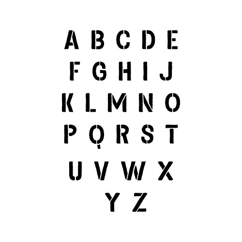 Letter Stencils Kit in Gasoline Style - Plastic Alphabet Stencil Set Uppercase Only - Durable 10 Mil Mylar 2 inch Size