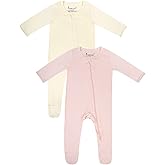 Jimonda Bamboo Baby Pajamas,Unisex Boys Girls One-Piece Footies,Long Sleeve Sleepers 2-Way Zip closure Romper