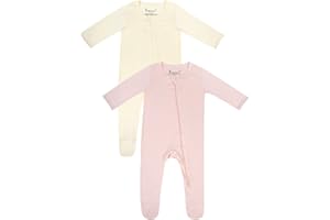 Jimonda Bamboo Baby Pajamas,Unisex Boys Girls One-Piece Footies,Long Sleeve Sleepers 2-Way Zip closure Romper