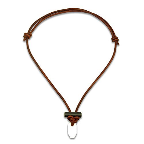 Wazoo The Bushcraft | Fire Starter Necklace | Made in USA | Modern Day Flint & Steel Two-Part Pendant | Rich Cowhide Leather | Tied with Classic Mountaineering Knots