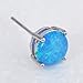 JunXin® Three Color 925 Sterling Silver Round Cut Opal Stud Earring 7.5MM (Blue)